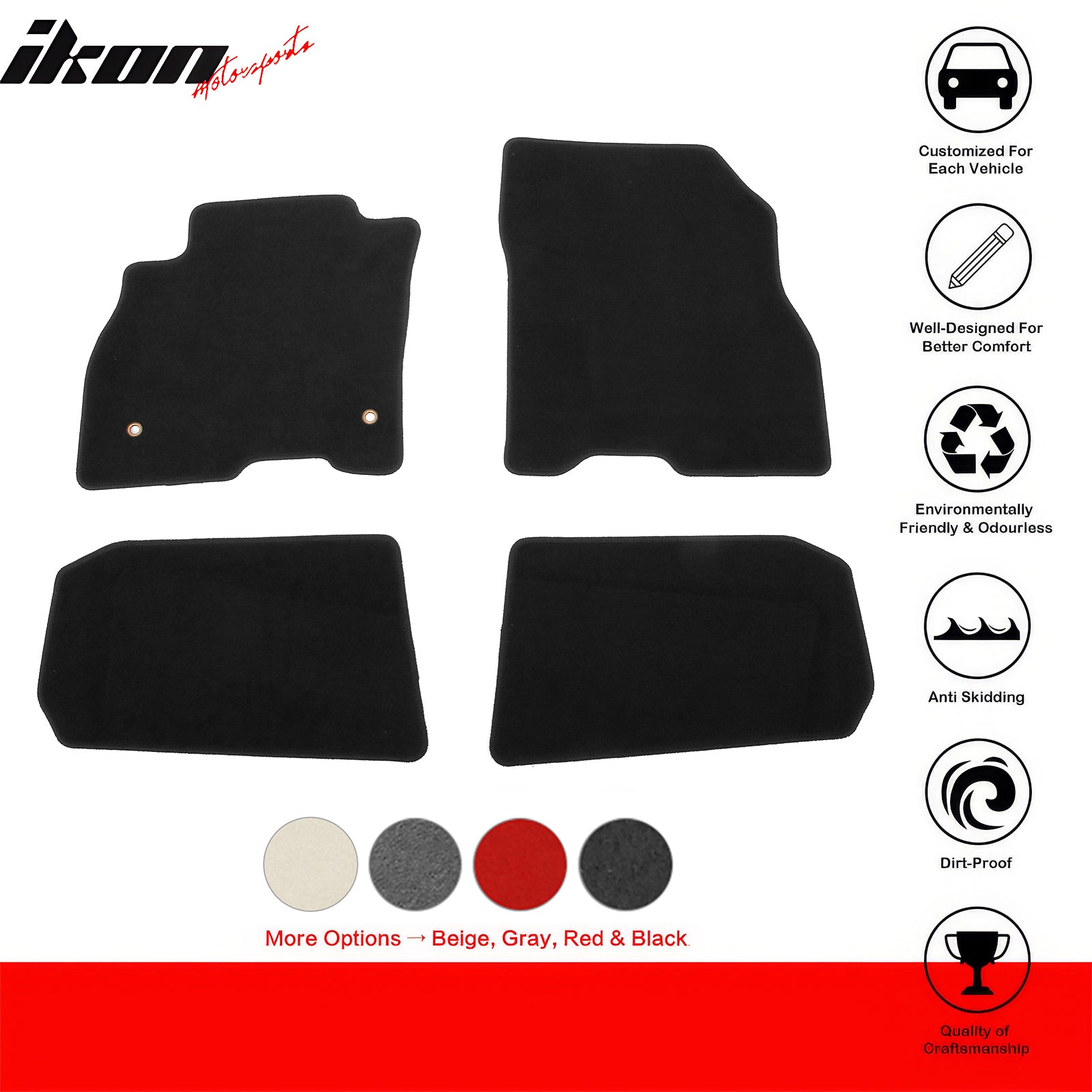 Fits 18-25 Nissan LEAF Anti-Slip Front Rear Floor Mats Carpet