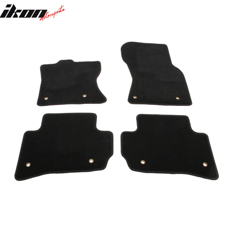 IKON MOTORSPORTS, Nylon Car Floor Mats Compatible with 2018-2025 Land Rover Range Rover Velar / 2017-2025 Jaguar F-Pace, OE Fitment Style Black Driver Passenger Car Carpets, Front Rear 4PCS Full Set