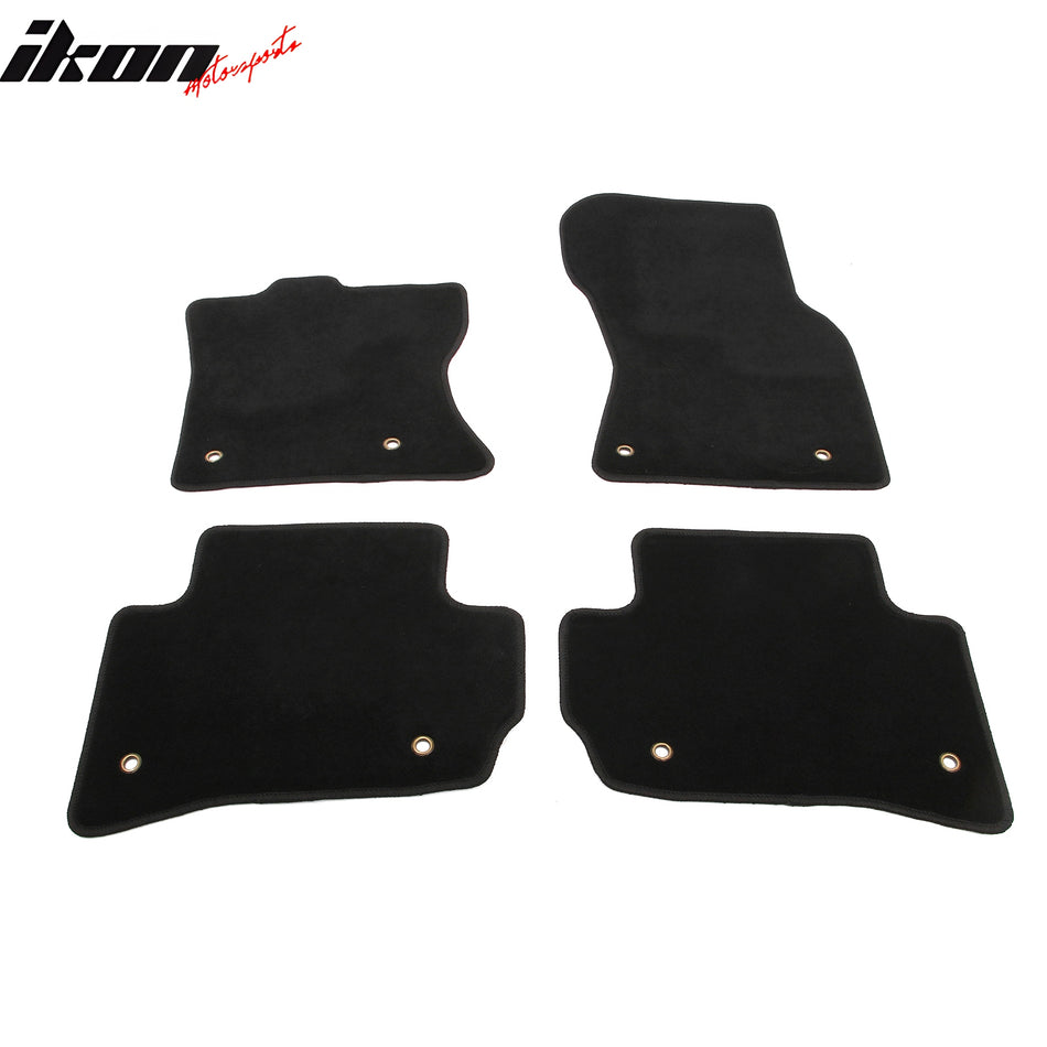 IKON MOTORSPORTS, Nylon Car Floor Mats Compatible with 2018-2025 Land Rover Range Rover Velar / 2017-2025 Jaguar F-Pace, OE Fitment Style Black Driver Passenger Car Carpets, Front Rear 4PCS Full Set
