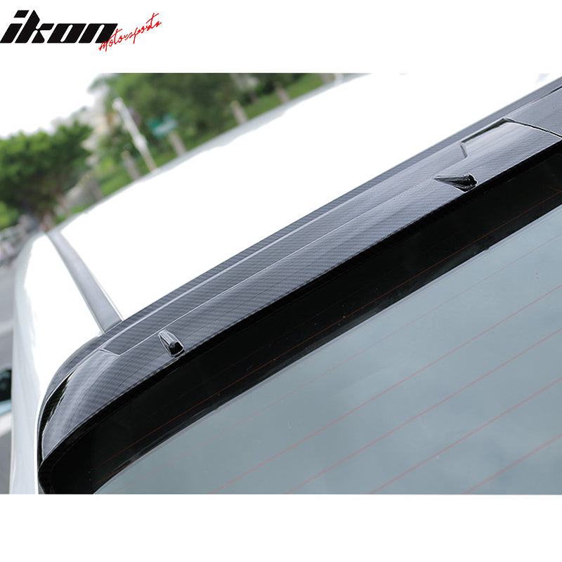 Compatible With 2018-2026 Toyota Camry, V2 Style Roof Spoiler Carbon Fiber Print ABS By IKON MOTORSPORTS