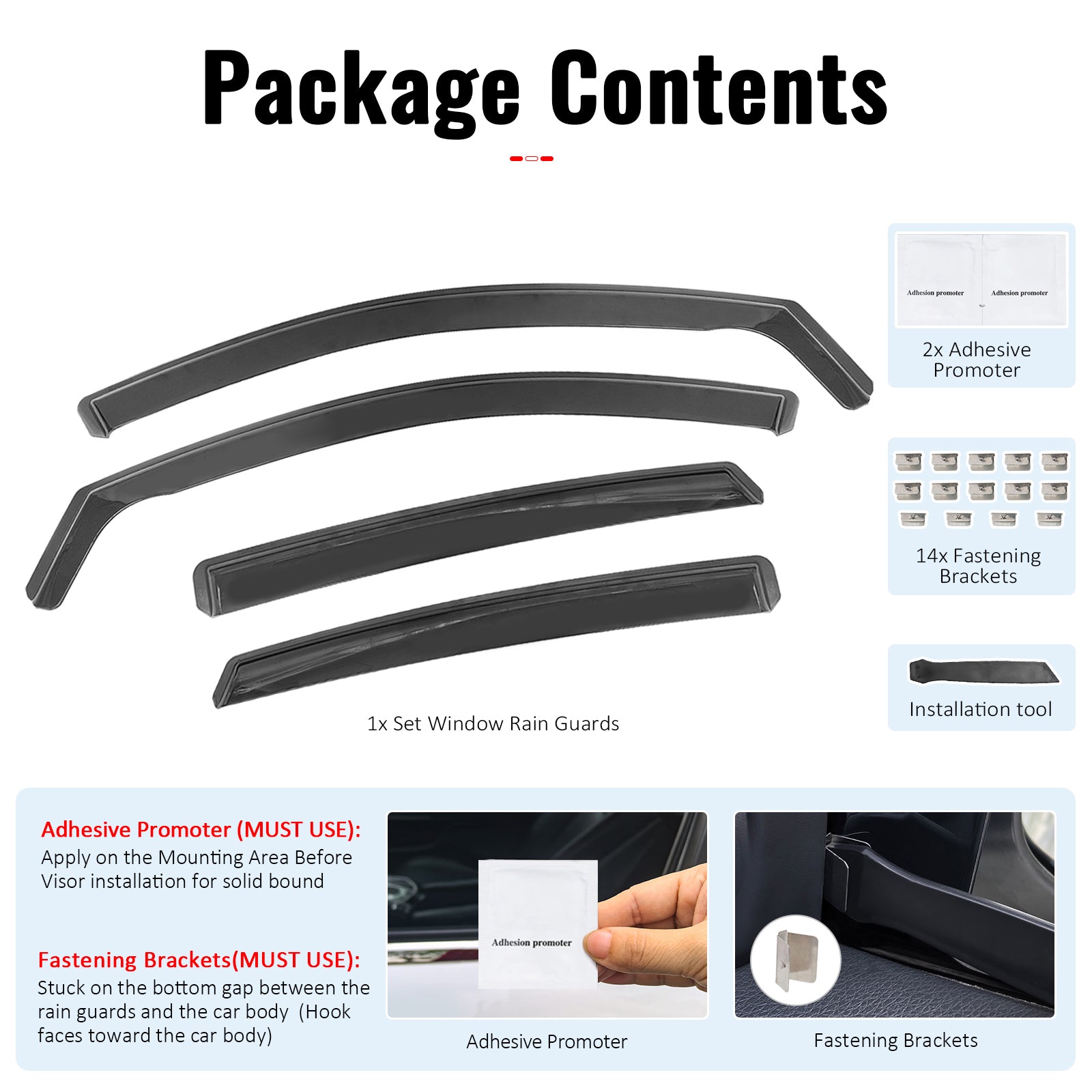 Fits 18-25 Honda Accord Sedan Window Visors Injection PC In-Channel Deflectors