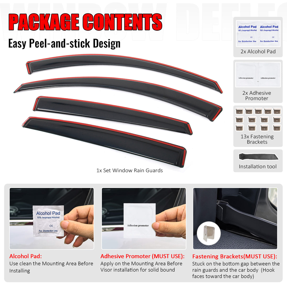 Fits 18-25 Honda Accord Window Visors In-Channel Rain Sun Vent Guard Shade 4PCS