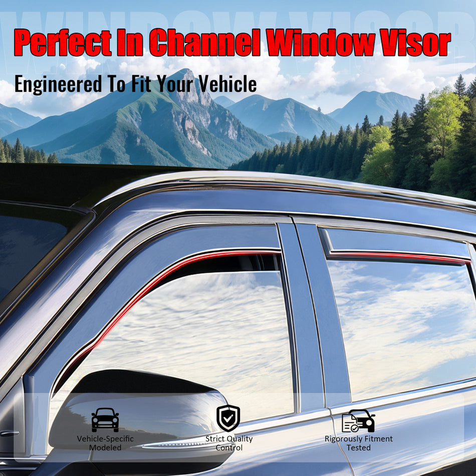 IKON MOTORSPORTS In Channel Window Visors Compatible with 2018-2025 Honda Odyssey, Slim Style Acrylic Smoke Rain Guards, Side Window Wind Deflectors 4PCS