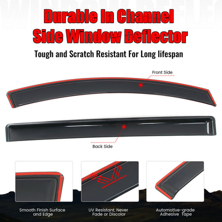 Fits 18-25 Honda Odyssey Window Visors In Channel Deflectors Rain Vent Guard 4PC