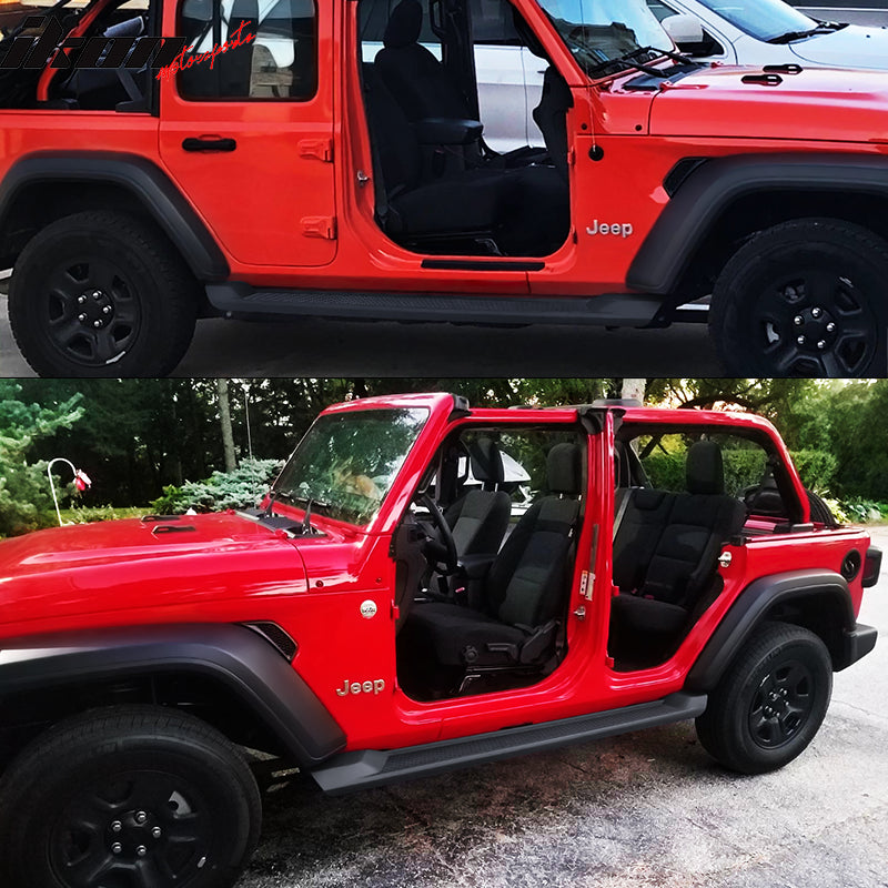 Compatible With 18-25 Jeep Wrangler JL 4DR Factory Style Textured Black Running Boards