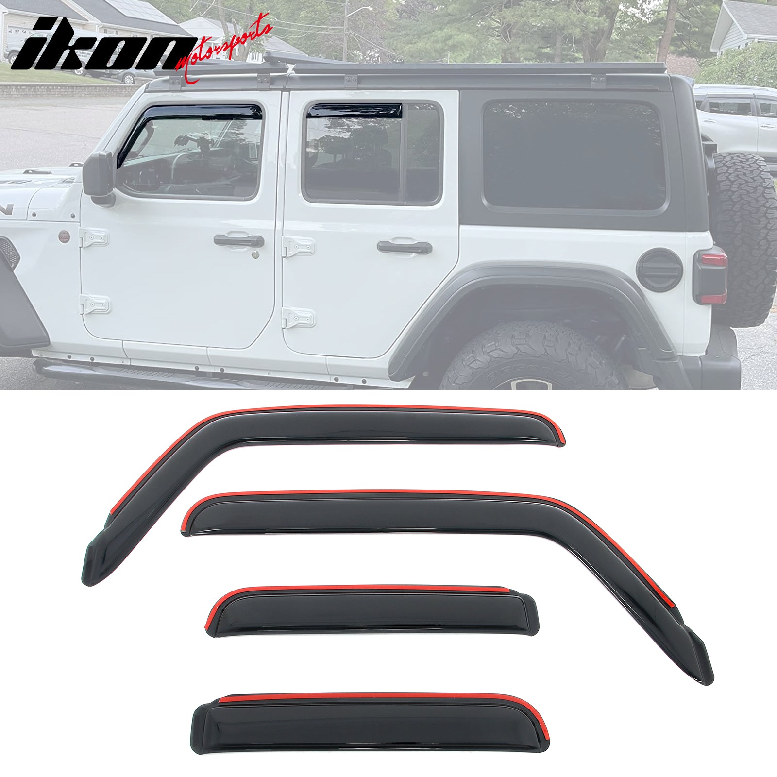 Fits 18-26 Jeep Wrangler JL Unlimited 4Dr In-channel Window Visor
