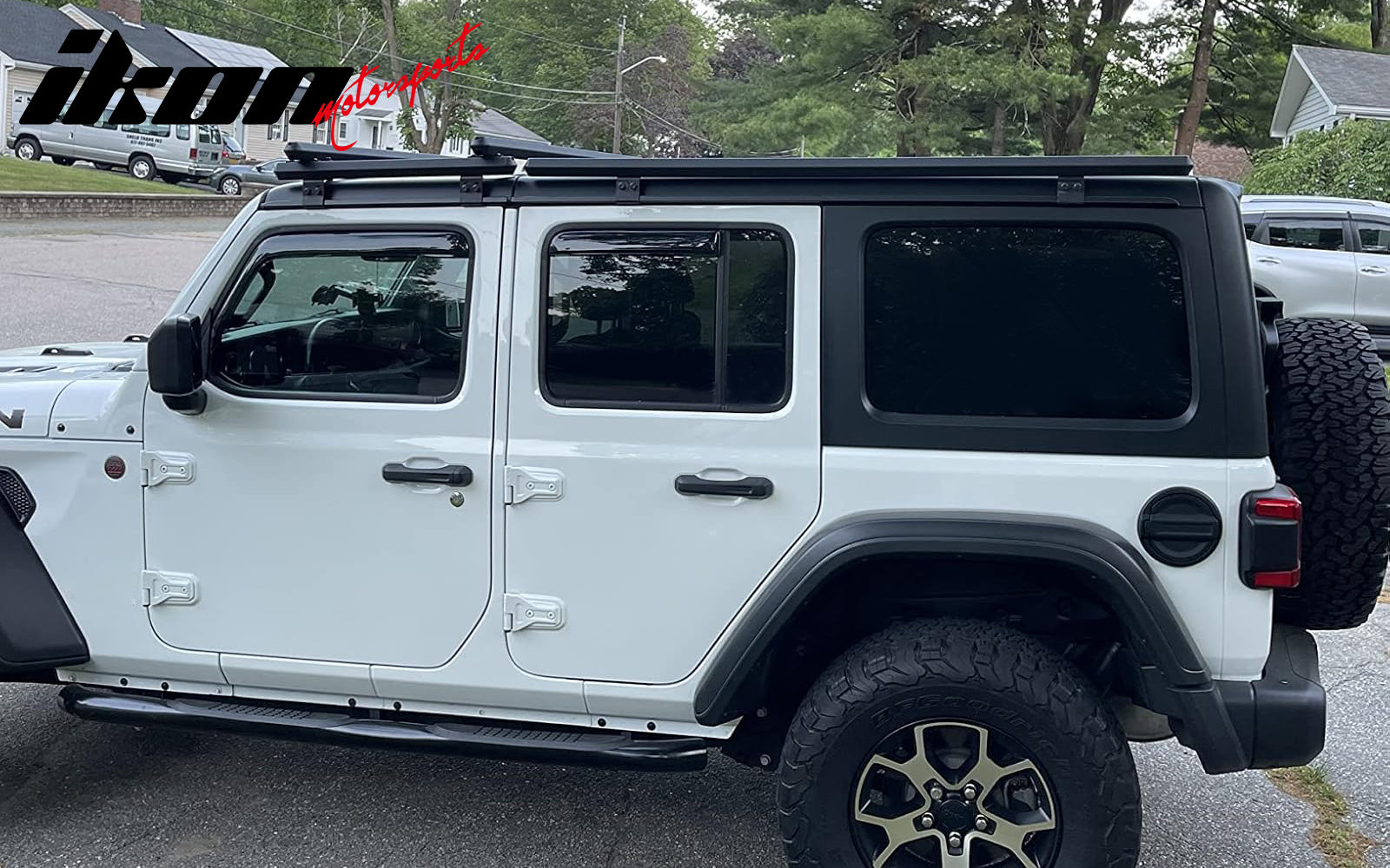 IKON MOTORSPORTS In Channel Window Visors Compatible with 2018-2025 Jeep Wrangler JL Unlimited 4Dr, 2020-2025 Jeep Gladiator, Slim Style Acrylic Smoke Rain Guards, Side Window Wind Deflectors 4PCS