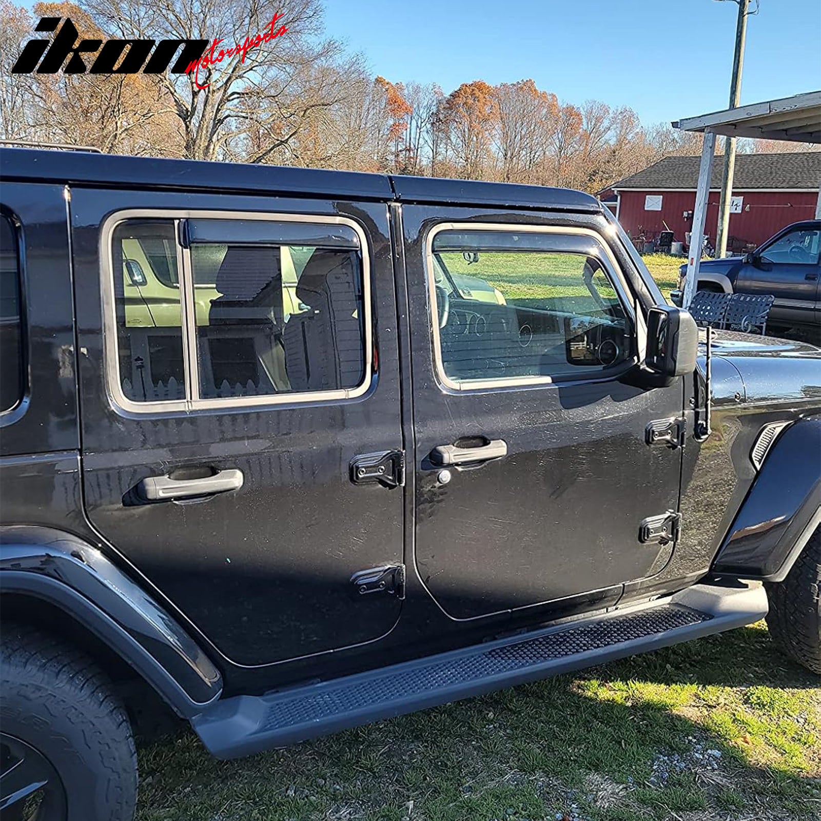 Fits 18-25 Jeep Wrangler JL Unlimited 4Dr In-channel Window Visor Deflectors 4PC