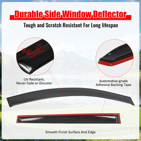 Fits 18-25 Nissan LEAF Window Visors Vent Rain Wind Sun Guards Deflector Tape-On