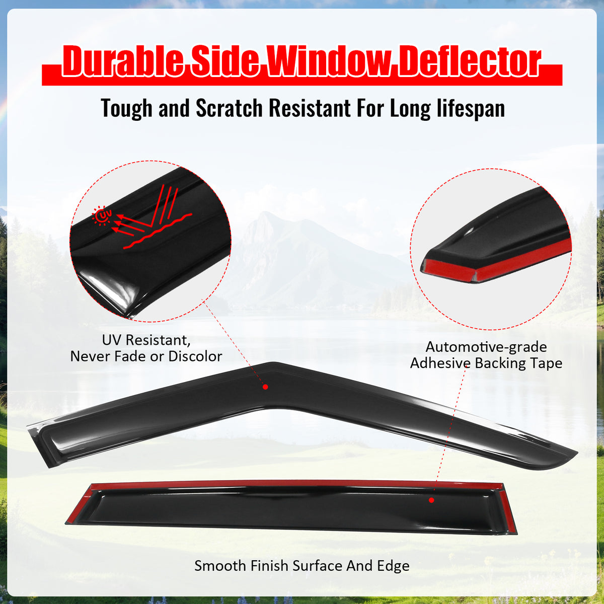 Fits 18-25 Land Rover Range Rover Velar Window Visors Sun Rain Deflector Tape-On