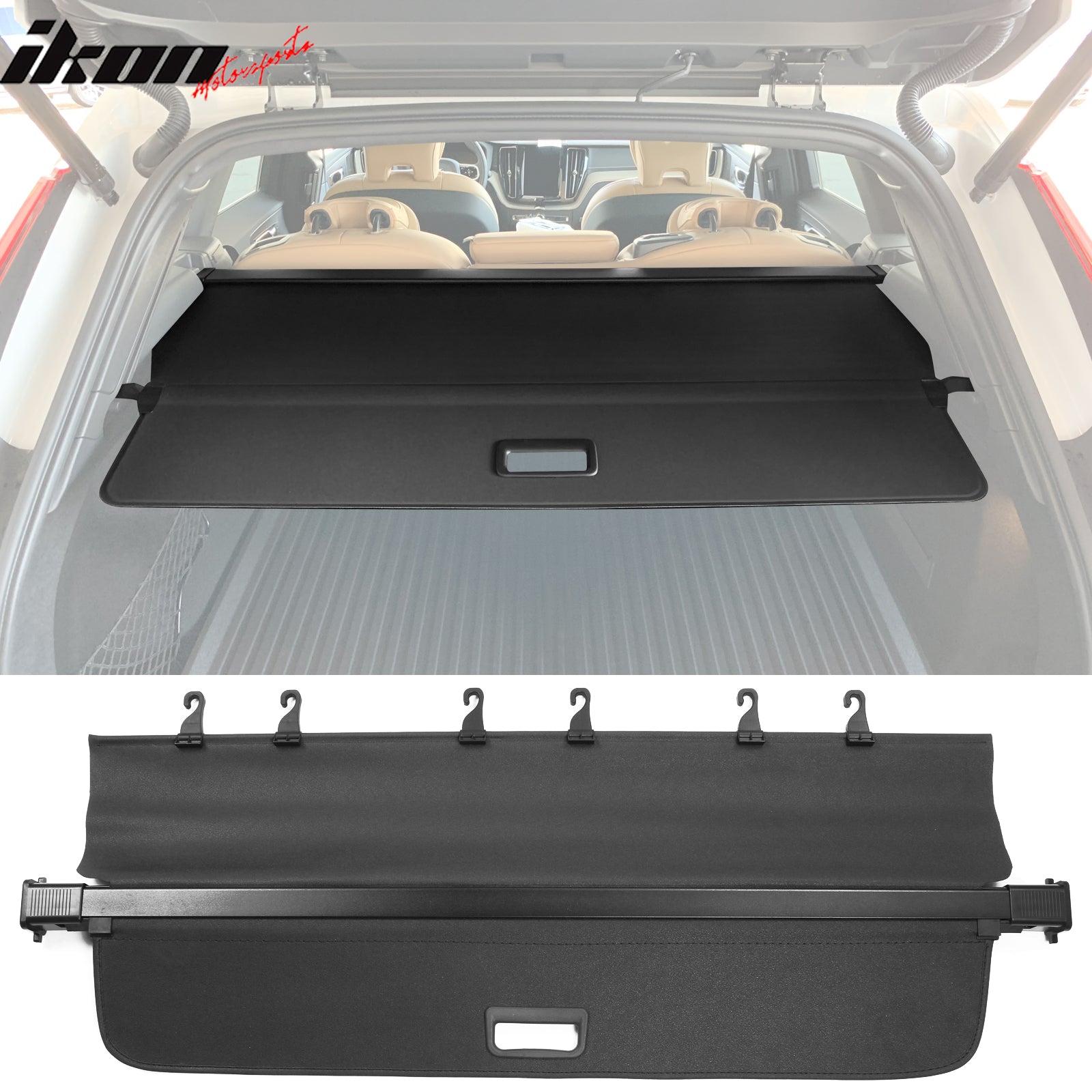 IKON MOTORSPORTS 2-in-1 Trunk Liner Set, Compatible with 2018-2025 Volvo XC60 All Models, Storage Organized Cargo Cover & All-Weather Protection Waterproof Trunk Floor Mat