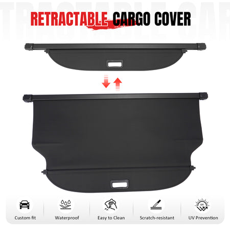 Fits 18-26 Mitsubishi Eclipse Cross Retractable Cargo Cover Carbon Fiber Texture