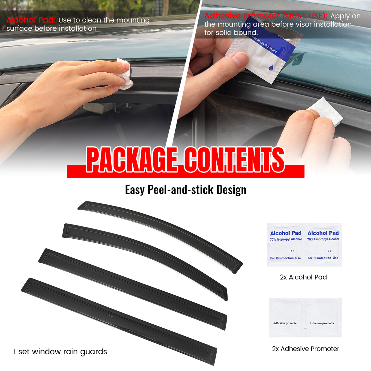 Fits 18-26 Honda Odyssey Window Visors Smoke Acrylic Rain Sun Vent Guard 4PCS