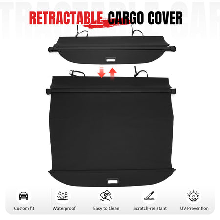 Fits 18-26 Volkswagen Atlas Retractable Rear Cargo Cover Carbon Fiber Texture