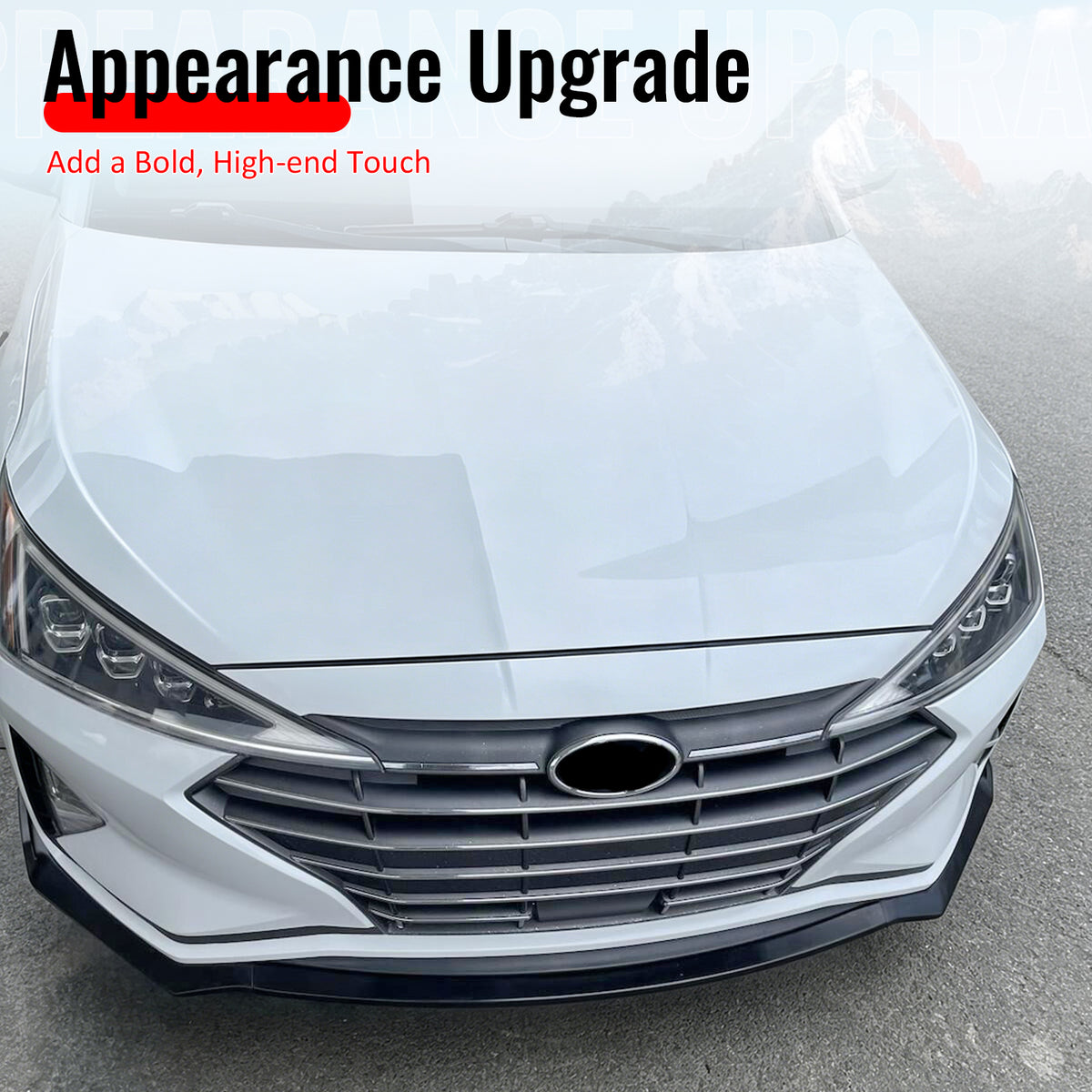 Fits 19-20 Hyundai Elantra Sedan Unpainted Front Bumper Lip Spoiler PU 3PCS Set