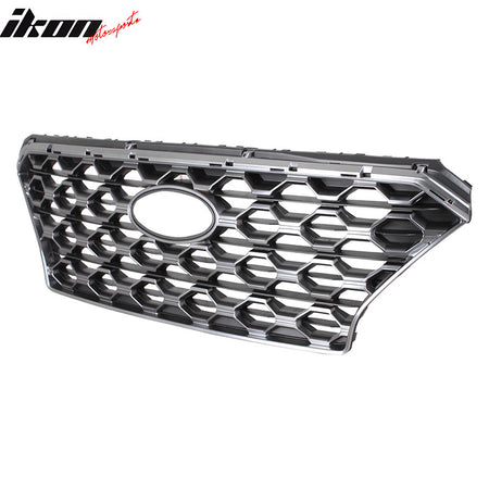 IKON MOTORSPORTS Front Upper Grille, Compatible with 2019-2020 Hyundai Santa Fe, OE Style Black PP Polypropylene Replacement Front Bumper Hood Grill