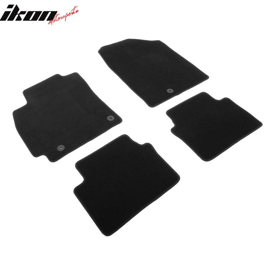 IKON MOTORSPORTS, Nylon Car Floor Mats Compatible with 2019-2021 Hyundai Veloster, OE Fitment Style Black Driver Passenger Car Carpets, Front Rear 4PCS Full Set
