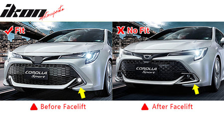 IKON MOTORSPORTS Front Bumper Lip + 2PCS Front Side Canards, Compatible with 2019-2022 Toyota Corolla Auris 3rd E210 5-Door Hatchback, Gloss Black Air Dam Chin Spoiler Protector Splitter