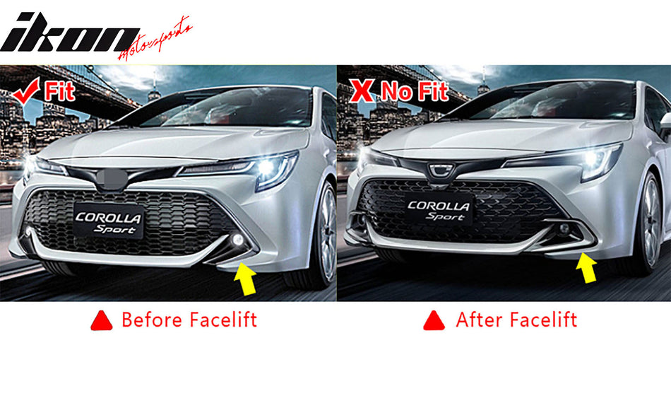 IKON MOTORSPORTS Front Bumper Lip + 2PCS Front Side Canards, Compatible with 2019-2022 Toyota Corolla Auris 3rd E210 5-Door Hatchback, Gloss Black Air Dam Chin Spoiler Protector Splitter