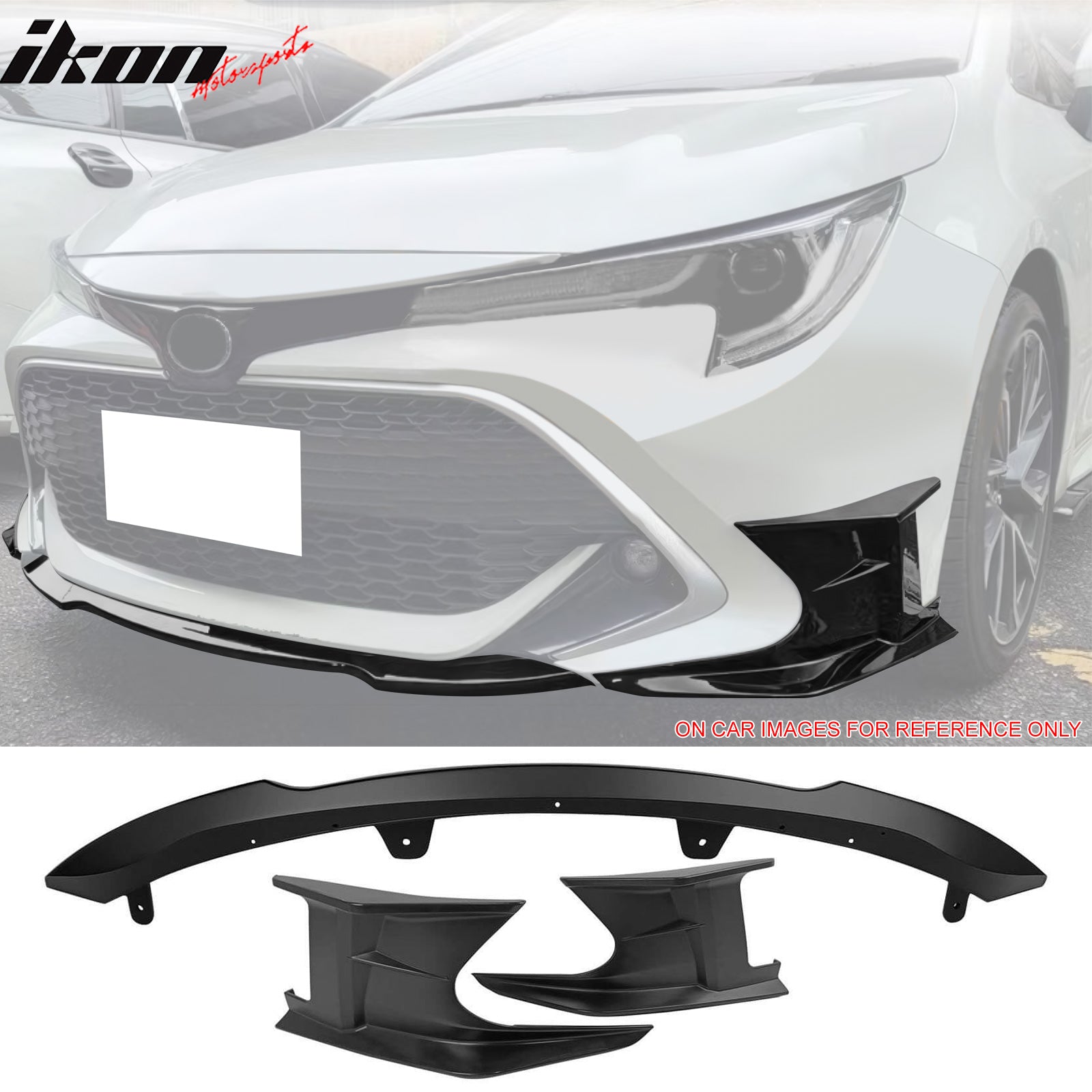 Fits 19-22 Toyota Corolla Front Bumper Lip Spoiler Matte Black ABS