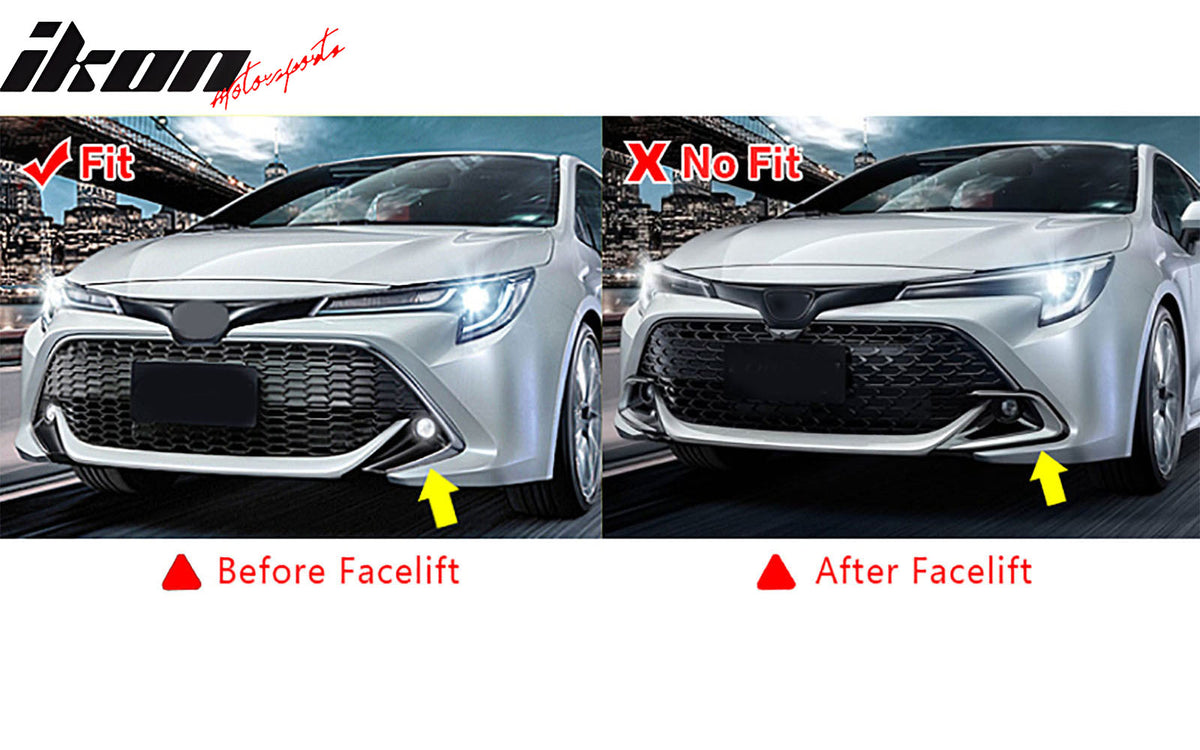 IKON MOTORSPORTS Front Bumper Lip + 2PCS Front Side Canards, Compatible with 2019-2022 Toyota Corolla Auris 3rd E210 5-Door Hatchback, Matte Black Air Dam Chin Spoiler Protector Splitter