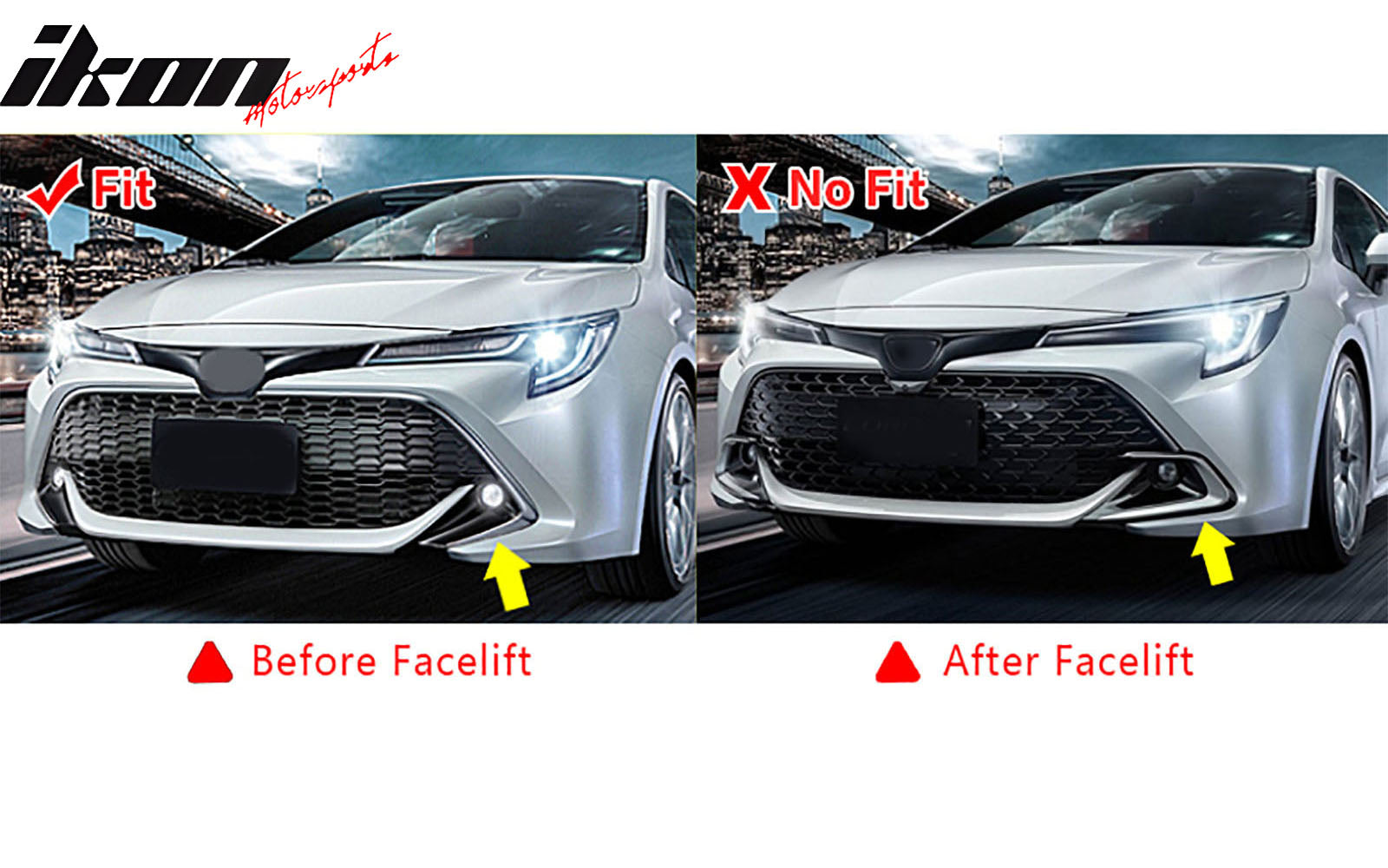 IKON MOTORSPORTS Front Bumper Lip + 2PCS Front Side Canards, Compatible with 2019-2022 Toyota Corolla Auris 3rd E210 5-Door Hatchback, Matte Black Air Dam Chin Spoiler Protector Splitter
