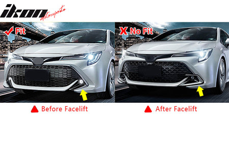 IKON MOTORSPORTS Front Bumper Lip + 2PCS Front Side Canards, Compatible with 2019-2022 Toyota Corolla Auris 3rd E210 5-Door Hatchback, Matte Black Air Dam Chin Spoiler Protector Splitter