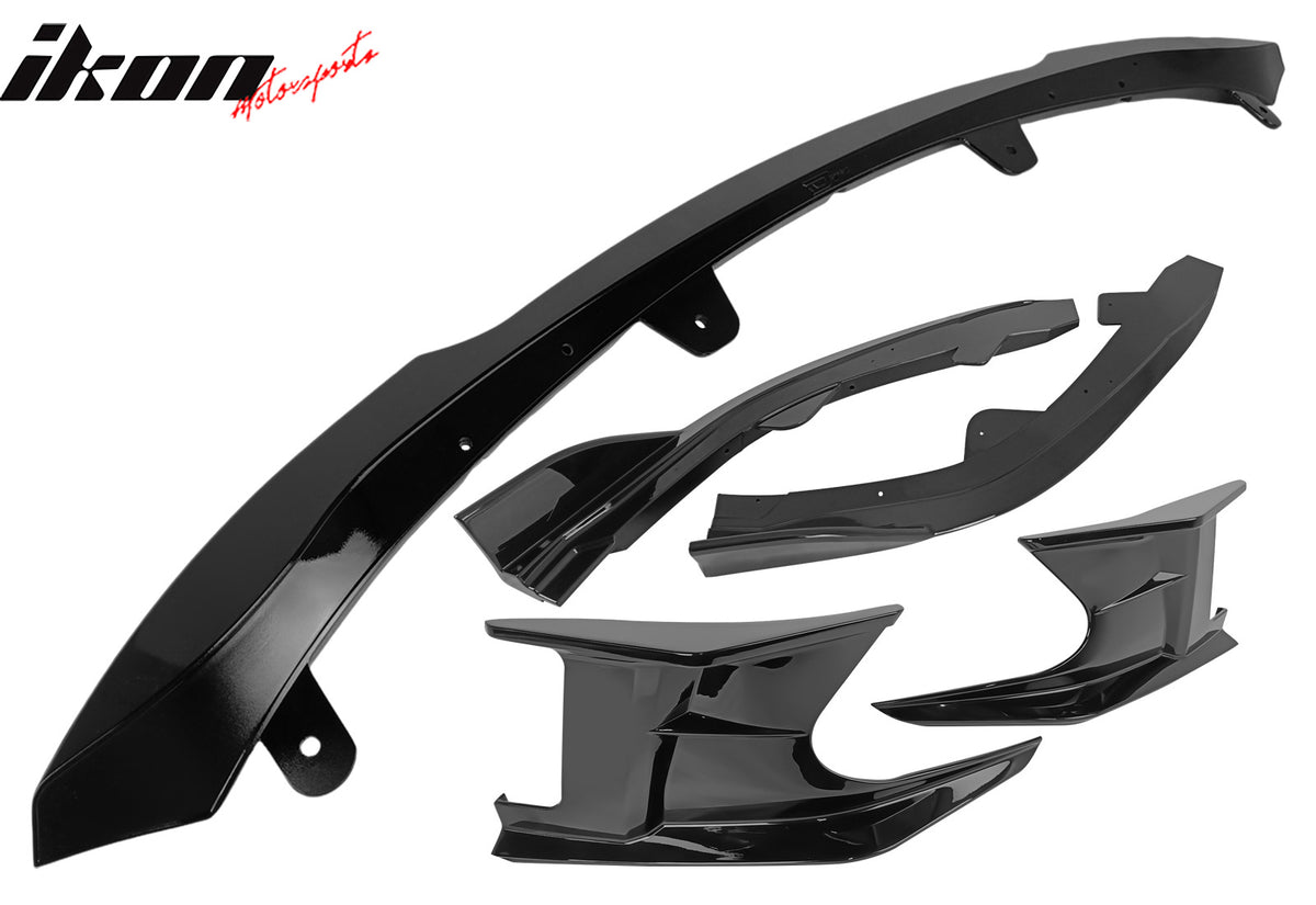 Fits 19-22 Toyota Corolla 3PCS Front Bumper Lip + 2PCS Side Canards Gloss Black