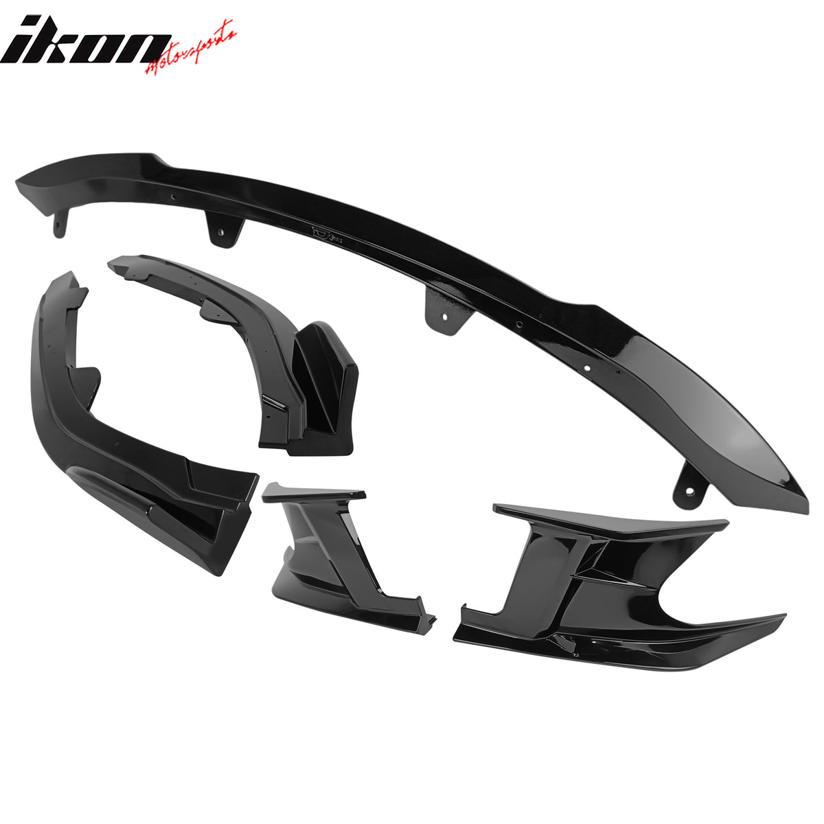 Fits 19-22 Toyota Corolla 3PCS Front Bumper Lip + 2PCS Side Canards Gloss Black