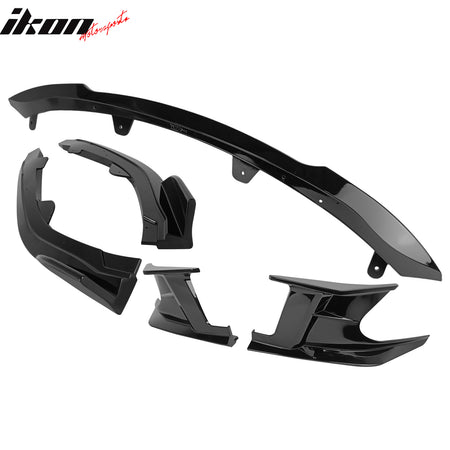 Fits 19-22 Toyota Corolla 3PCS Front Bumper Lip + 2PCS Side Canards Gloss Black