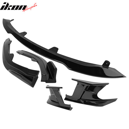 Fits 19-22 Toyota Corolla 3PCS Front Bumper Lip + 2PCS Side Canards Gloss Black
