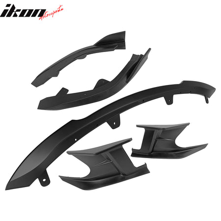 Fits 19-22 Toyota Corolla 3PCS Front Bumper Lip + 2PCS Side Canards Matte Black