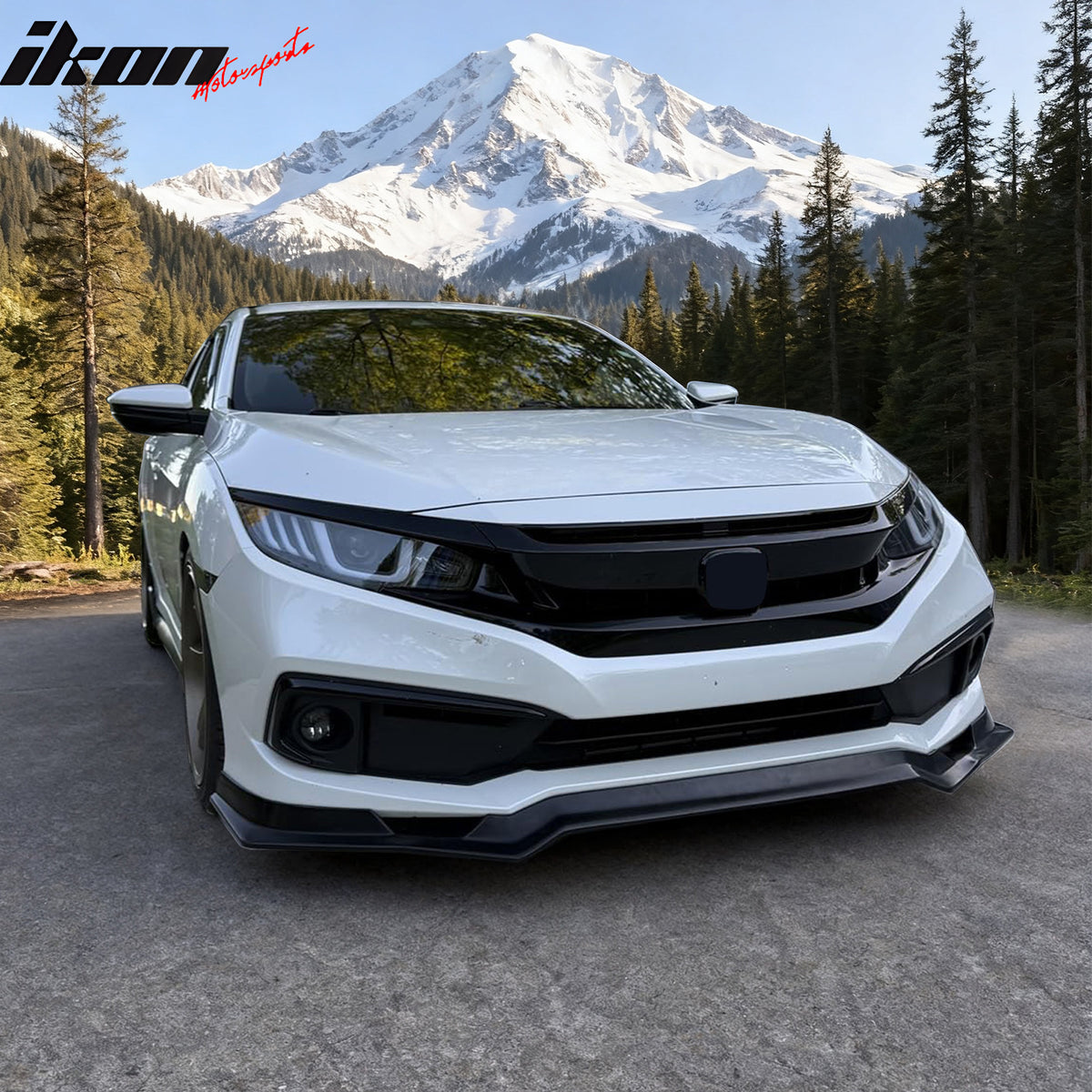 Fits 19-21 Honda Civic Sedan IKFM Style Front Bumper Lip Spoiler Splitter - PU