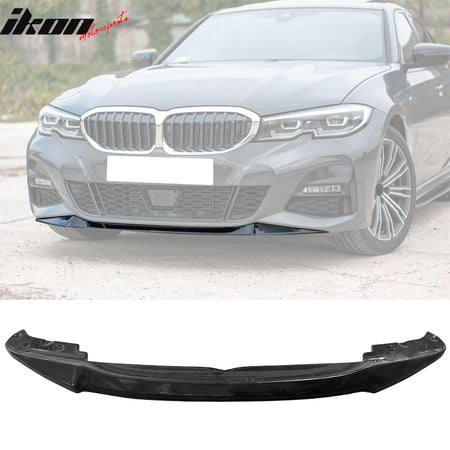 IKON MOTORSPORTS Front Bumper Lip For 2019-2022 BMW G20 3-Series - 3PC Gloss Black