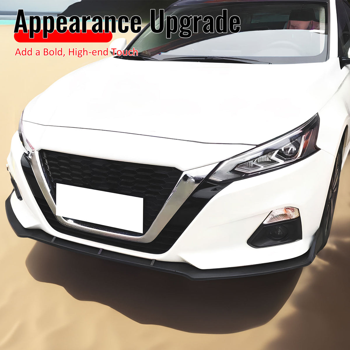 Fits 19-22 Nissan Altima IK Style Front Bumper Lip Spoiler Unpainted PU 3PCS