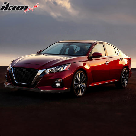 IKON MOTORSPORTS Front Bumper Lip, Compatible with 2019-2022 Nissan Altima, IKON CS Style Unpainted Black PU Poly Urethane Air Dam Chin Spoiler Protector Splitter 1PC
