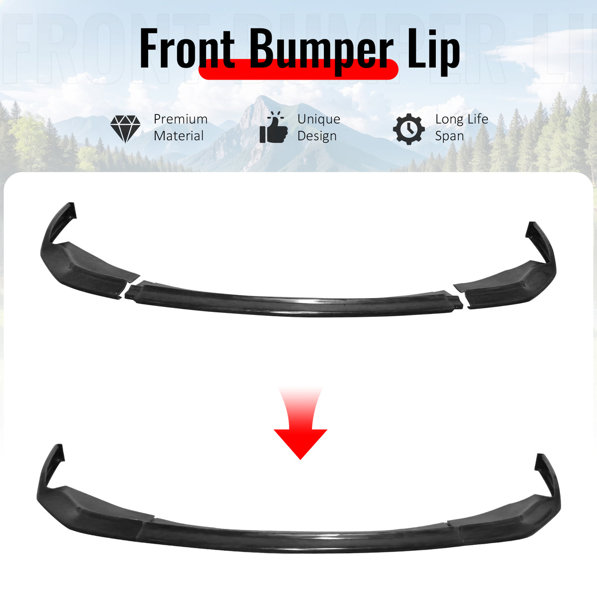 Fits 19-22 Toyota Prius IKON CS Style Front Bumper Lip Spoiler Unpainted PU 3PCS