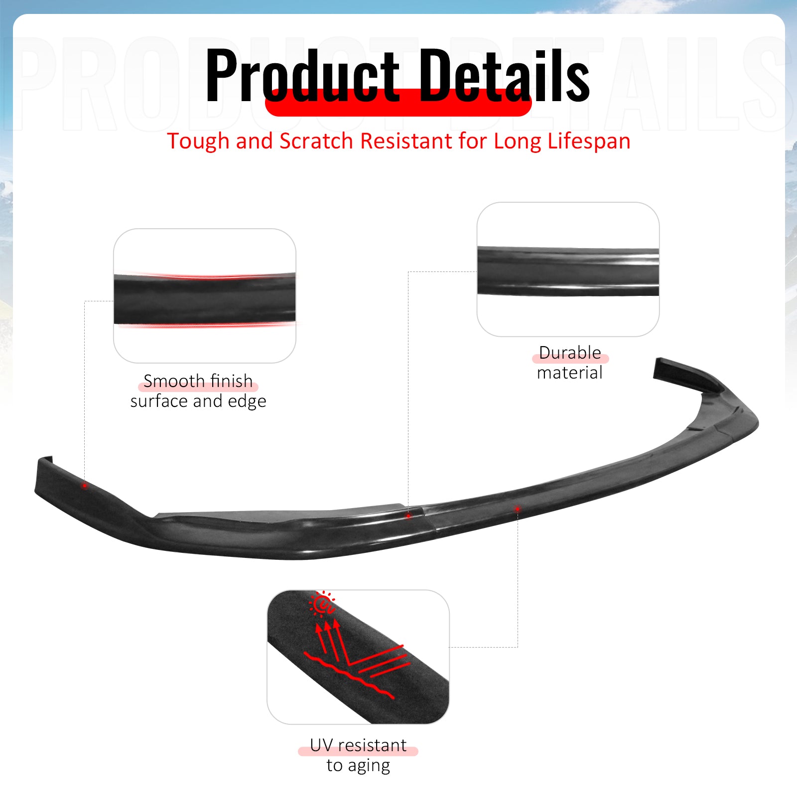 Fits 19-22 Toyota Prius IKON CS Style Front Bumper Lip Spoiler Unpainted PU 3PCS