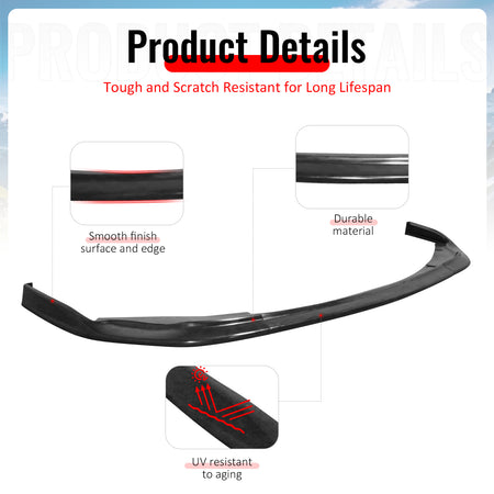 Fits 19-22 Toyota Prius IKON CS Style Front Bumper Lip Spoiler Unpainted PU 3PCS