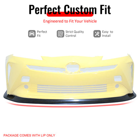 IKON MOTORSPORTS Front Bumper Lip, Compatible with 2019-2022 Toyota Prius, IKFM Style Unpainted Black PU Polyurethane Air Dam Chin Spoiler Protector Splitter 1PCS