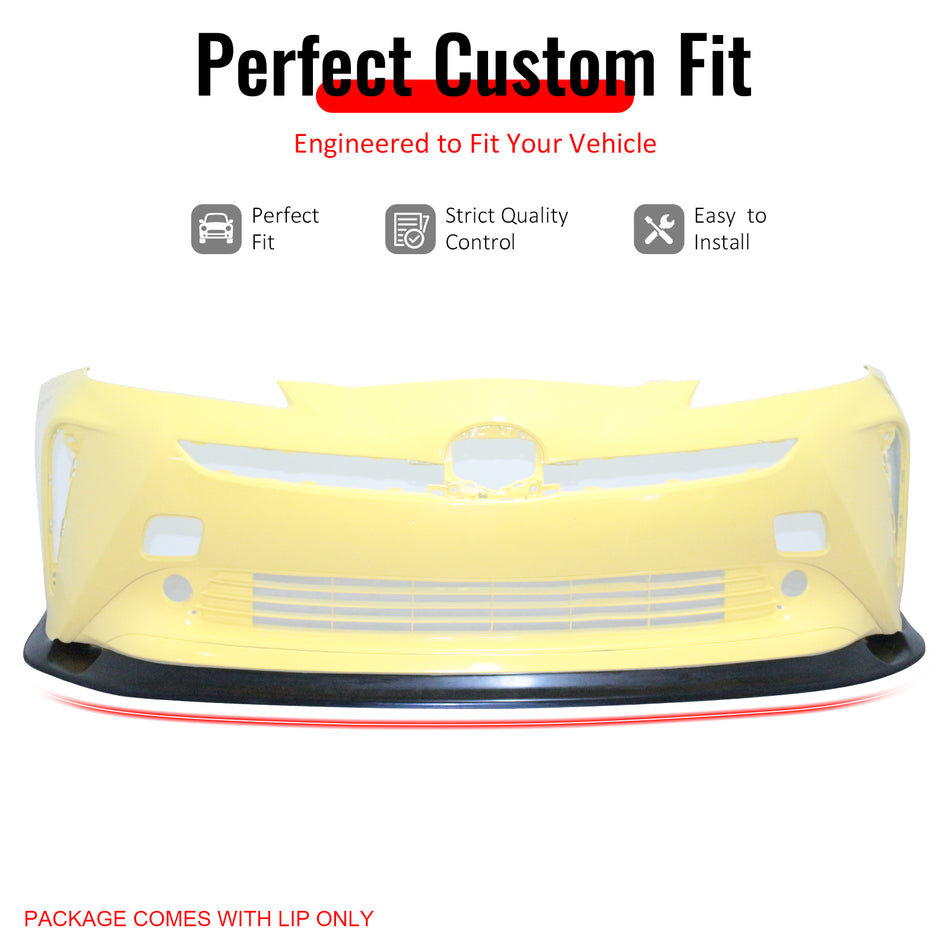 IKON MOTORSPORTS Front Bumper Lip, Compatible with 2019-2022 Toyota Prius, IKFM Style Unpainted Black PU Polyurethane Air Dam Chin Spoiler Protector Splitter 1PCS