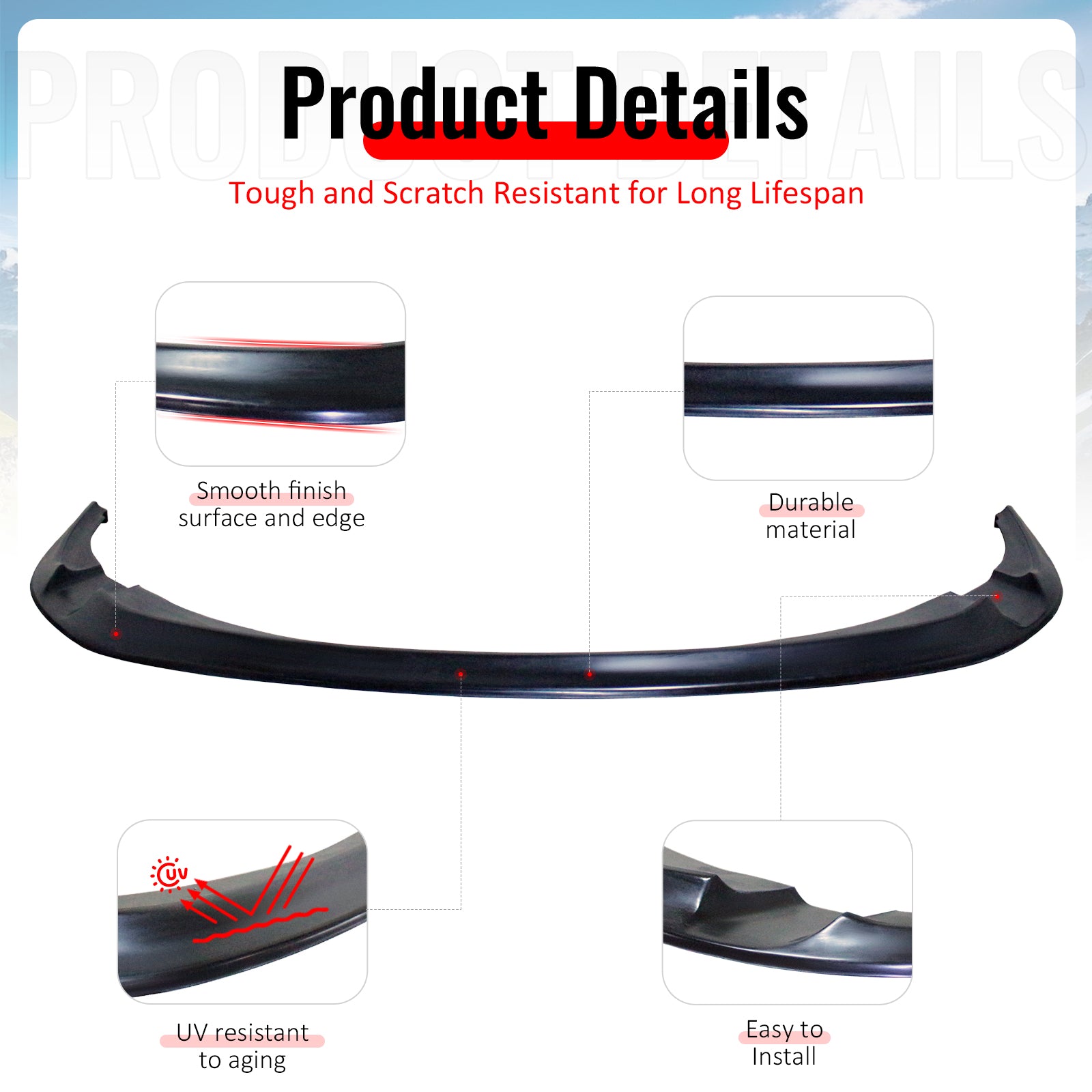 Fits 19-22 Toyota Prius IKFM Style Front Bumper Lip Chin Spoiler Unpainted PU