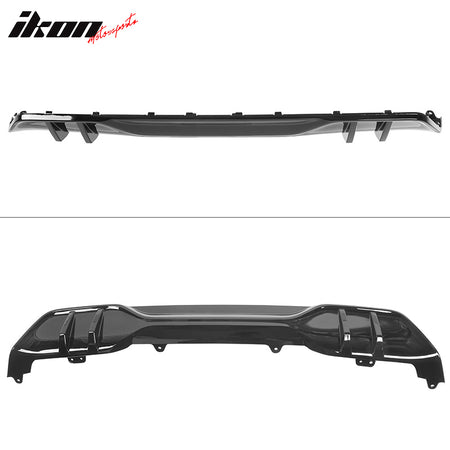 IKON MOTORSPORTS, 2PCS Rear Splitter Aprons + Rear Bumper Diffuser Compatible With 2019-2023 BMW G05 X5 M Sport, Gloss Black ABS Plastic MP Style Lip Spoiler Body Kits Pair, 2020