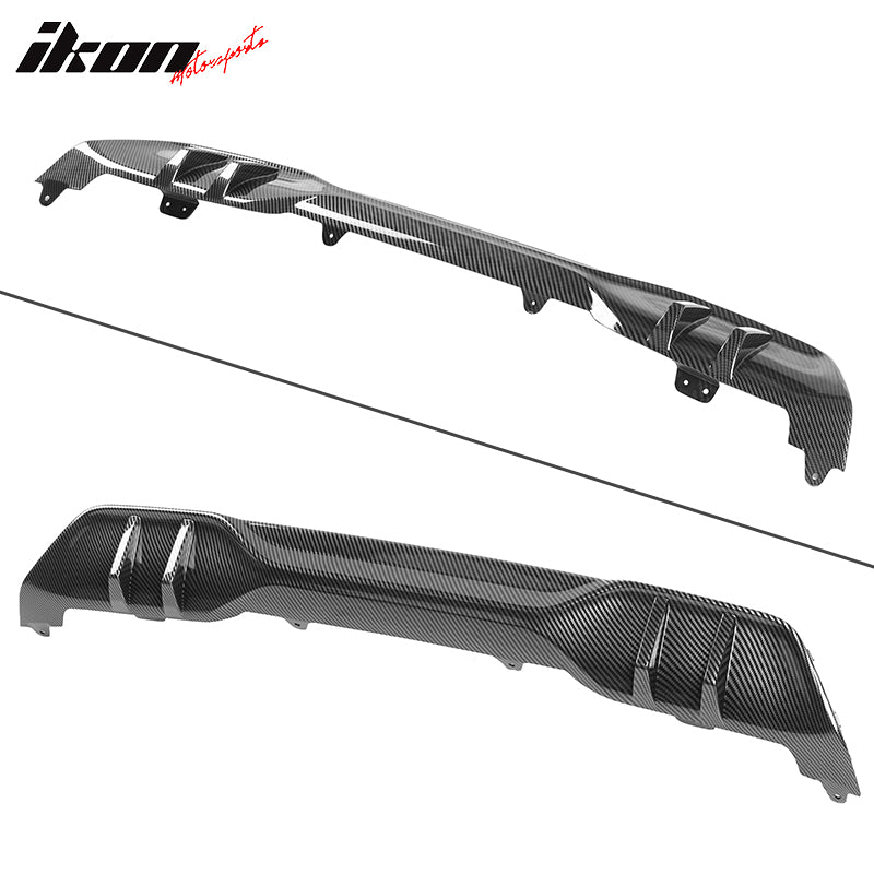 Fits 19-23 BMW G05 X5 M Sport Rear Diffuser + 2PC Rear Canard Carbon Fiber Print