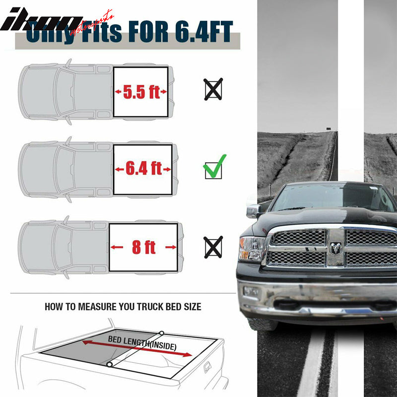 Fits 19-25 Dodge Ram 1500 6.4Ft Bed Black Soft Roll Up Tonneau Cover