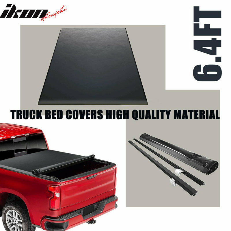 Fits 19-25 Dodge Ram 1500 6.4Ft Bed Black Soft Roll Up Tonneau Cover
