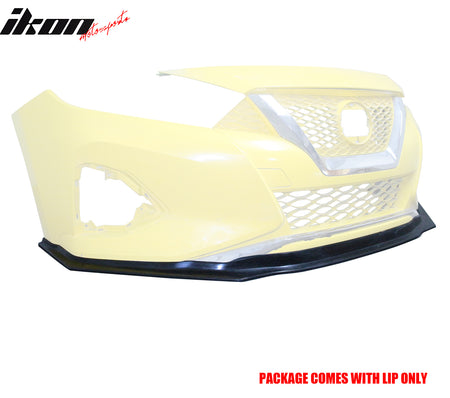 IKON MOTORSPORTS Front Bumper Lip Splitter, Compatible with 2019-2023 Nissan Maxima A36, IKON 4 Style Unpainted Black PU Polyurethane Air Dam Chin Spoiler Protector