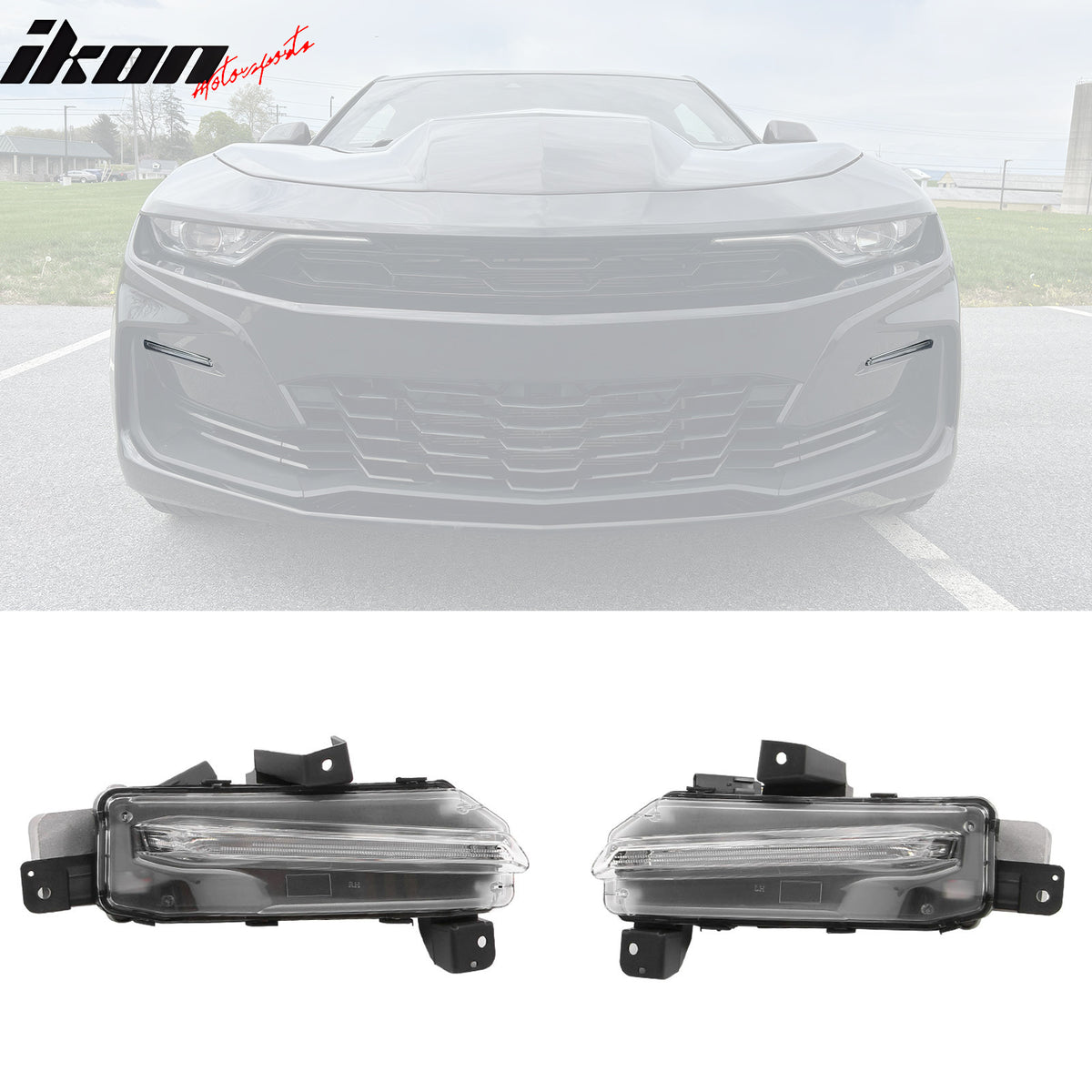 For 19-24 Camaro SS Style PP Front Bumper Cover Conversion DRL + Gloss Black Lip