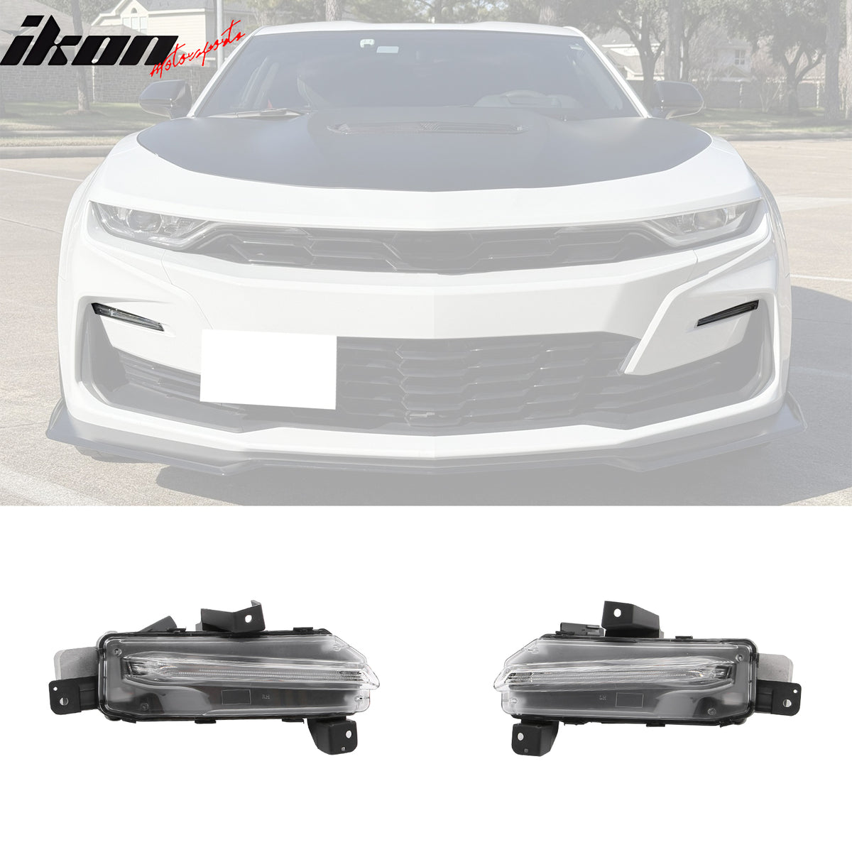 Fits 19-24 Camaro SS PP Front Bumper Cover + LED DRL Turn Signal Gloss Black Lip