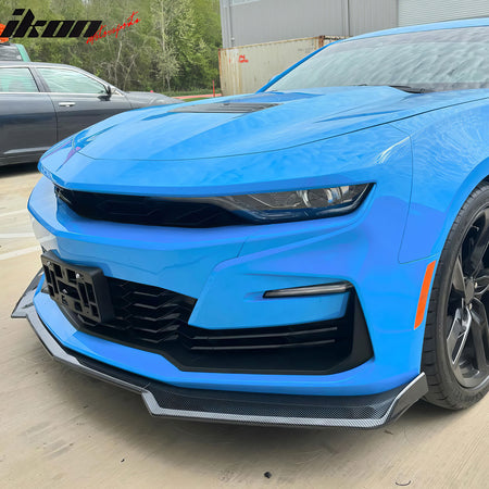 For 19-24 Camaro SS PP Front Bumper + LED DRL Turn Signal Carbon Fiber Print Lip